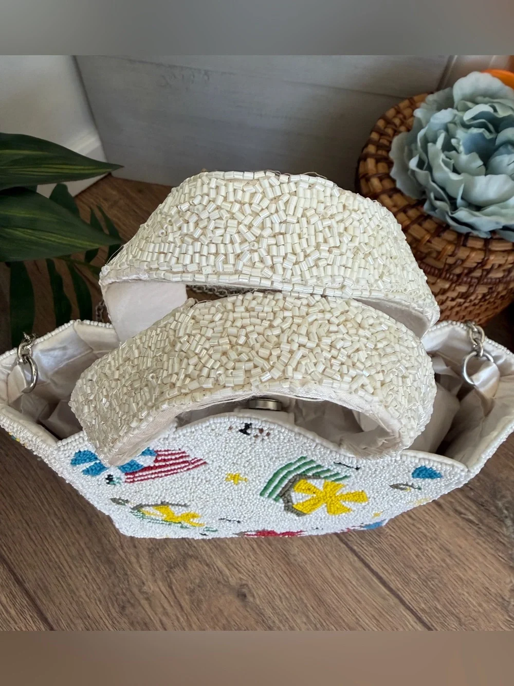India Hand-Beaded Crossbody Beach Seaside Tote Bag – NWT - Mother’s Day Gift - Picture 6 of 9